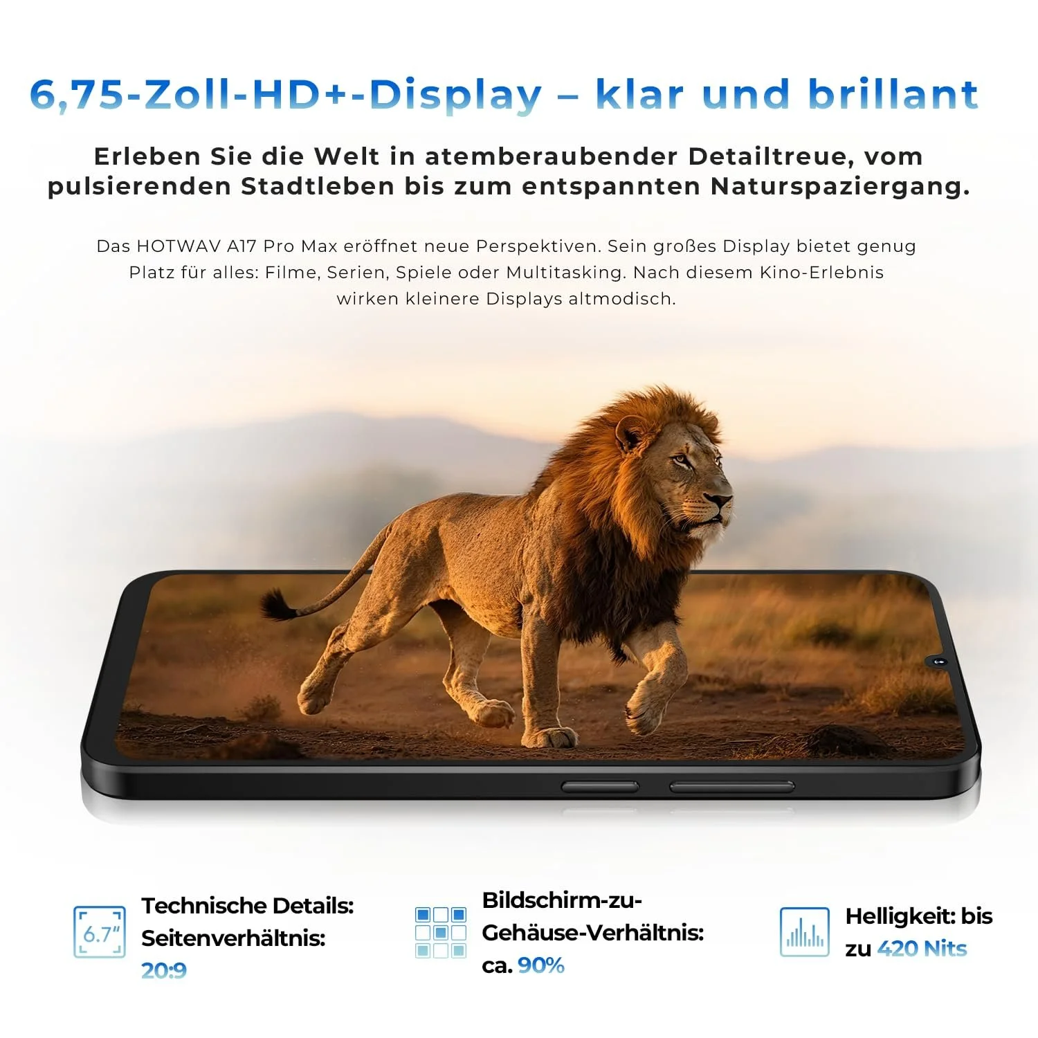 Смартфон HOTWAV A17 Pro Max 2026 16 ГБ+256 ГБ 6,75" HD+ 5160 мАч Android 15, фото №3