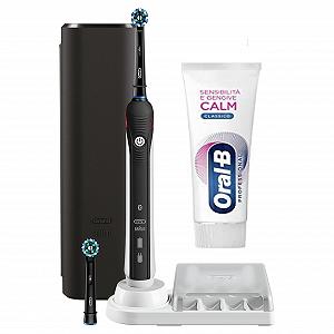 Электрическая зубная щетка Oral-B Smart4 4500 CrossAction Черный, 3 режима, 2 насадки, Премиальный дорожный футляр + Зубная паста Oral-B для чувствительных зубов и десен Quiet Classic - Фото 1