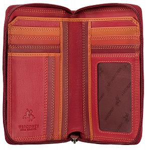 Кожаный кошелек на молнии VISCONTI Rainbow Collection RB98b Aruba RFID Blocking, Kрасный/разноцветный - Фото 1