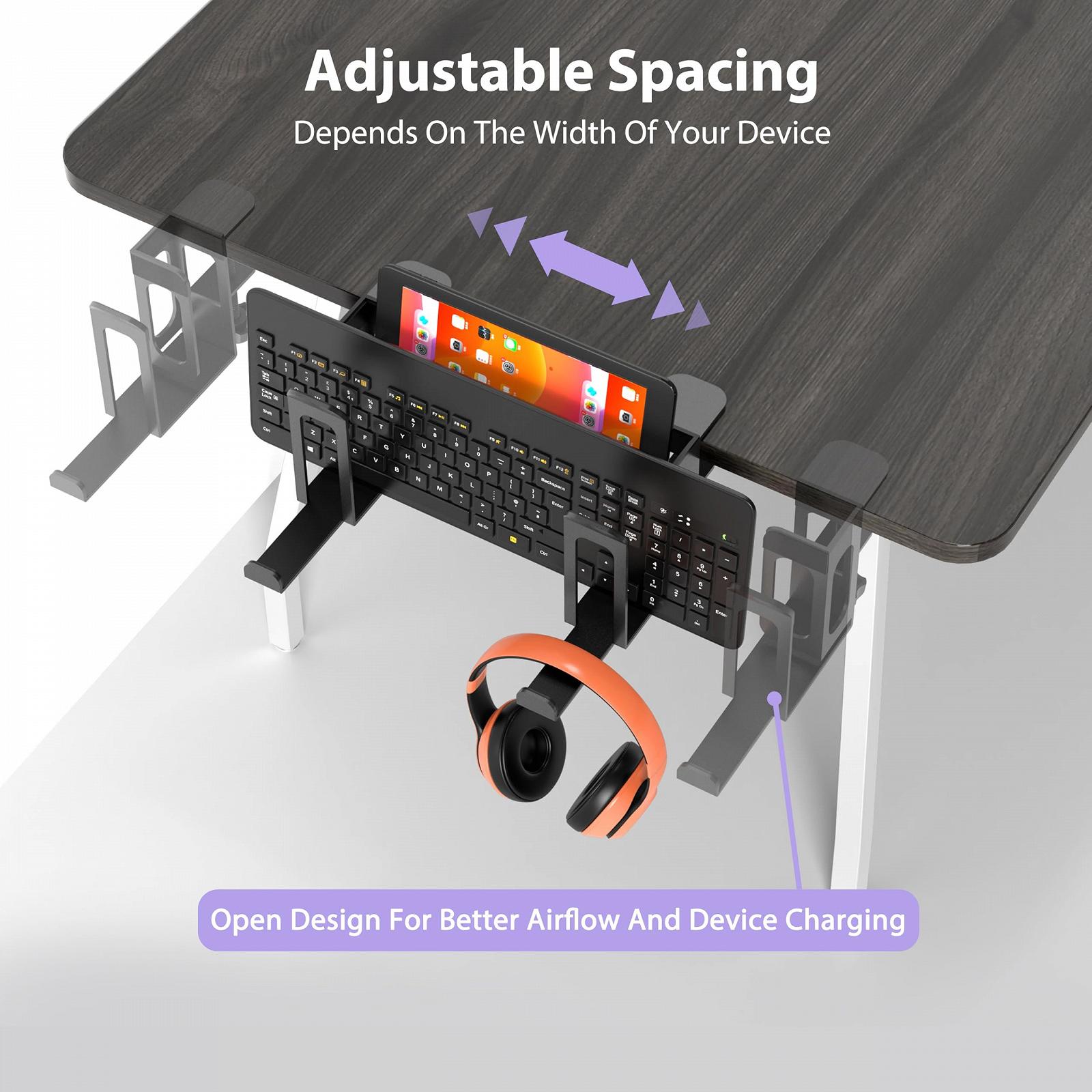 Підставка для ноутбука ROLIZOE 6 в 1, регульована, без свердління, подвійний шар, сталева, вертикальна, полиця для кріплення, органайзер для ноутбука, геймпадів, фото №4