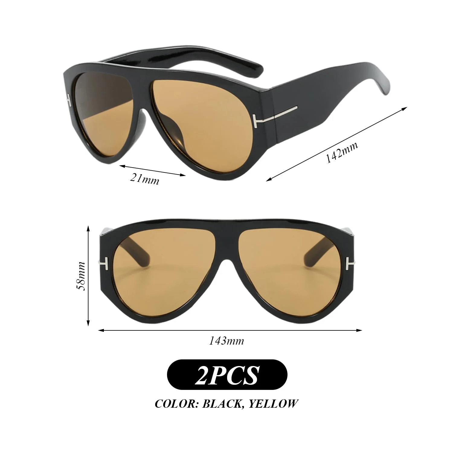 Солнцезащитные Очки RELKLYU Ретро Черный, 2 шт., фото №2 Солнцезащитные Очки RELKLYU Ретро Черный, 2 шт., фото №2