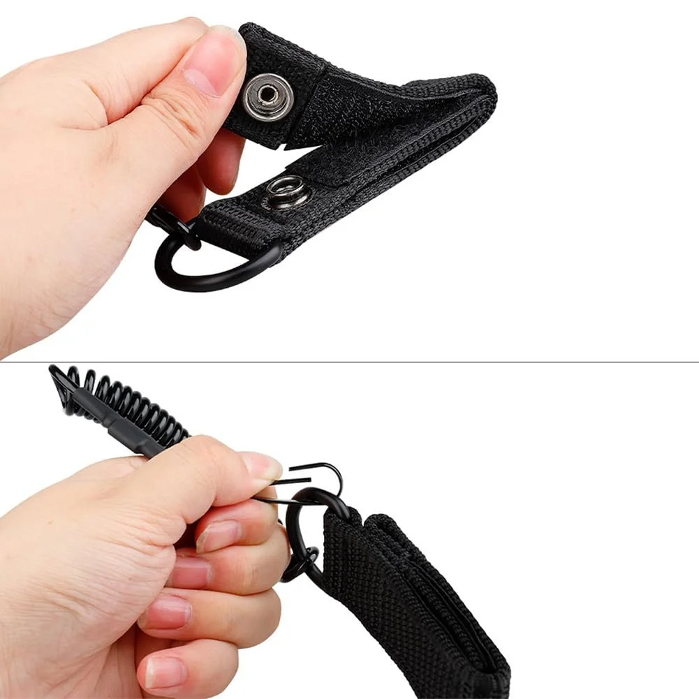 Шнуры рыболовные эластичные Paracord Lanyard спиральные с карабином 2 шт. Черный, фото №4