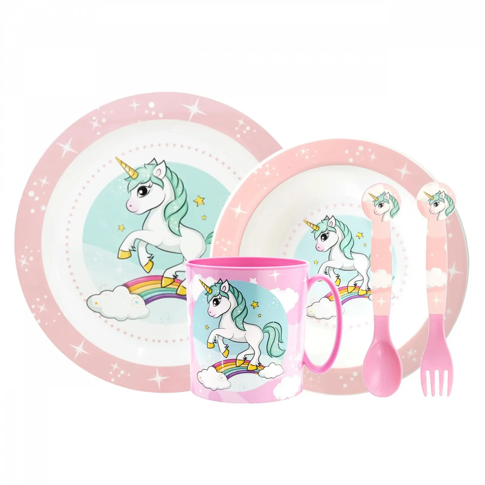 Набор детской посуды Sorrisini Единорог (тарелка, миска, столовые приборы, чашка) из твердого пластика для микроволновой печи, фото №8 Набор детской посуды Sorrisini Единорог (тарелка, миска, столовые приборы, чашка) из твердого пластика для микроволновой печи, фото №8