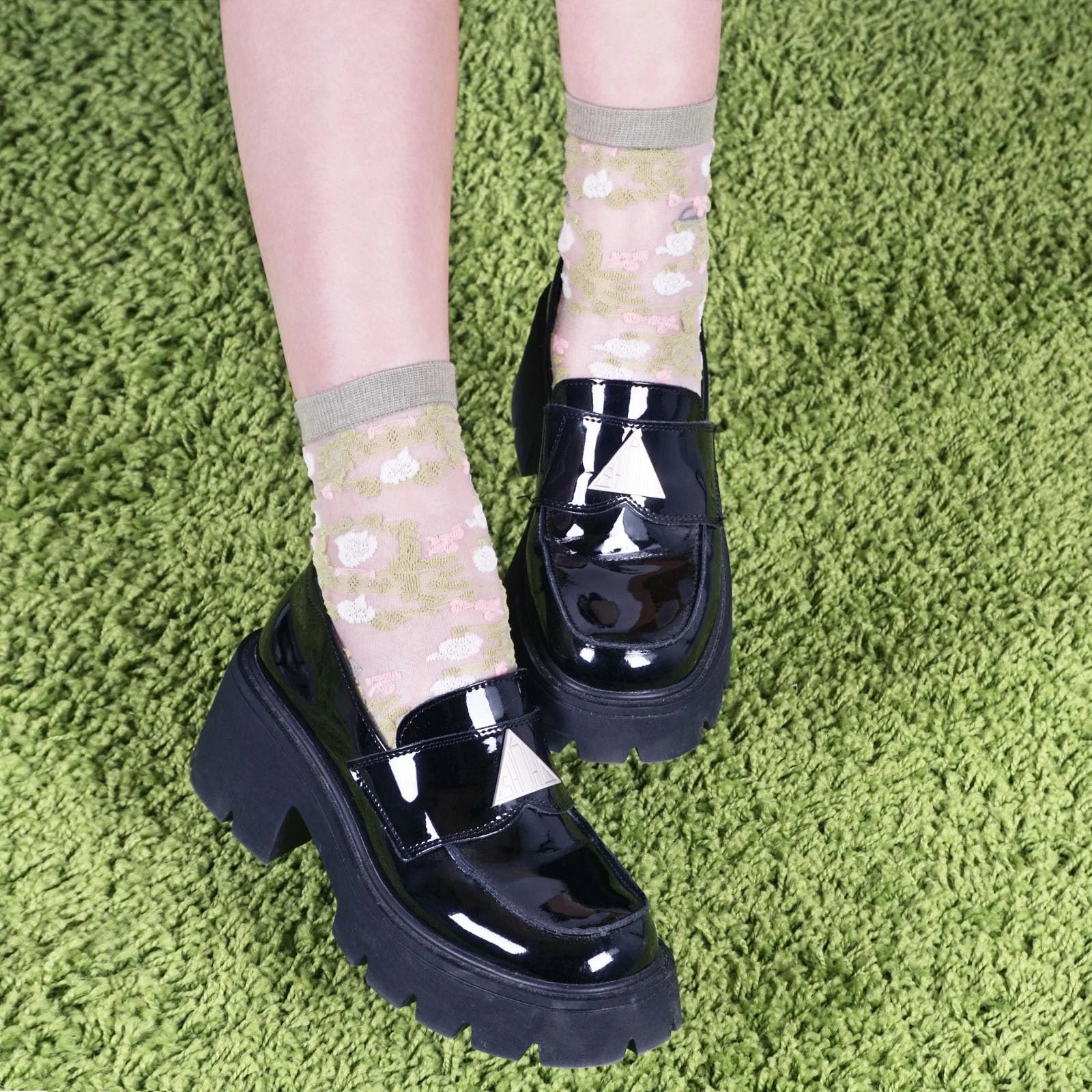 Прозорі шкарпетки CoolChange з квітами та рослинами, блискучі жіночі панчохи, 5 пар, бежевий, фото №3