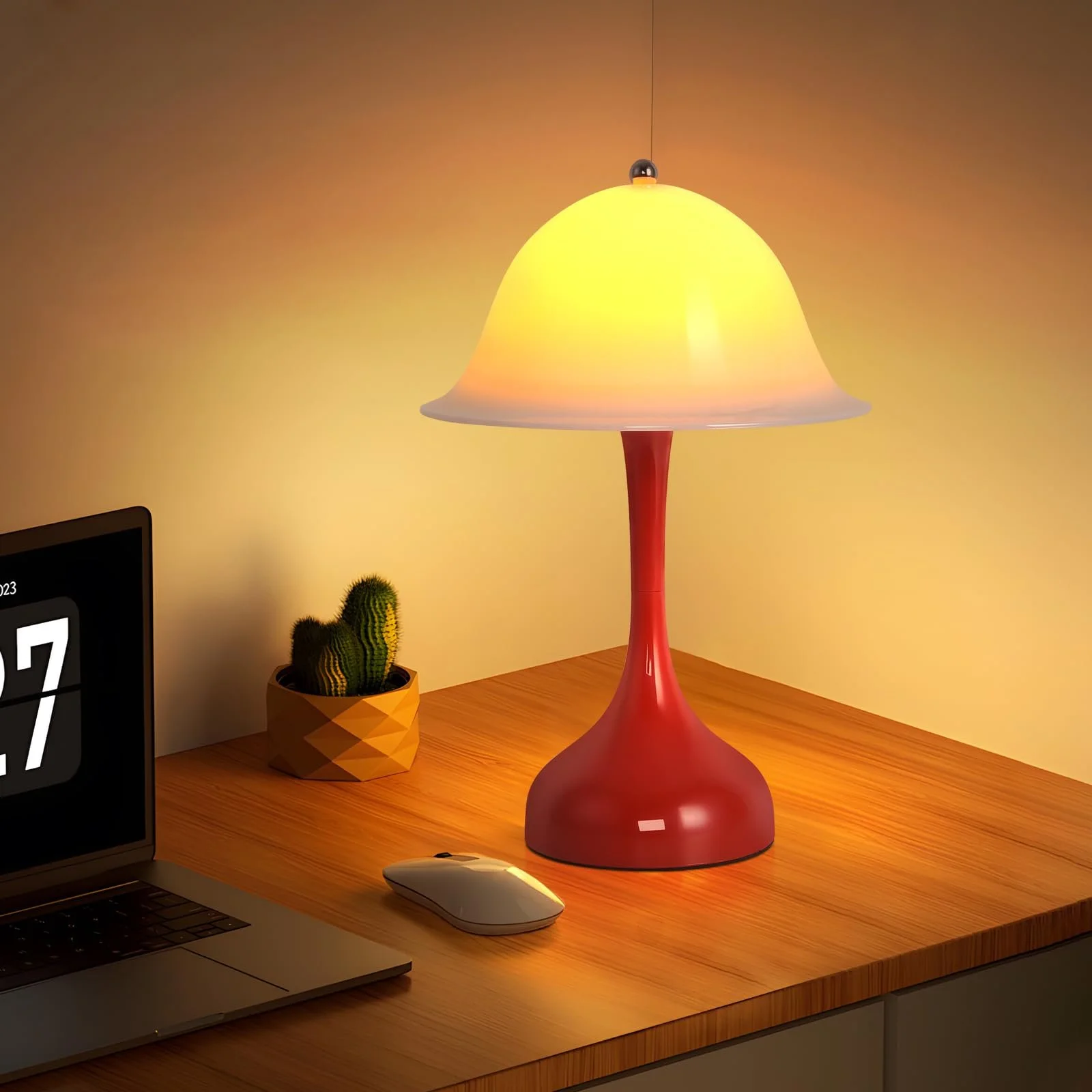 Настільна лампа LED Акумуляторна Сенсорна Димер 2000 K - 6500 K USB Red, фото №8