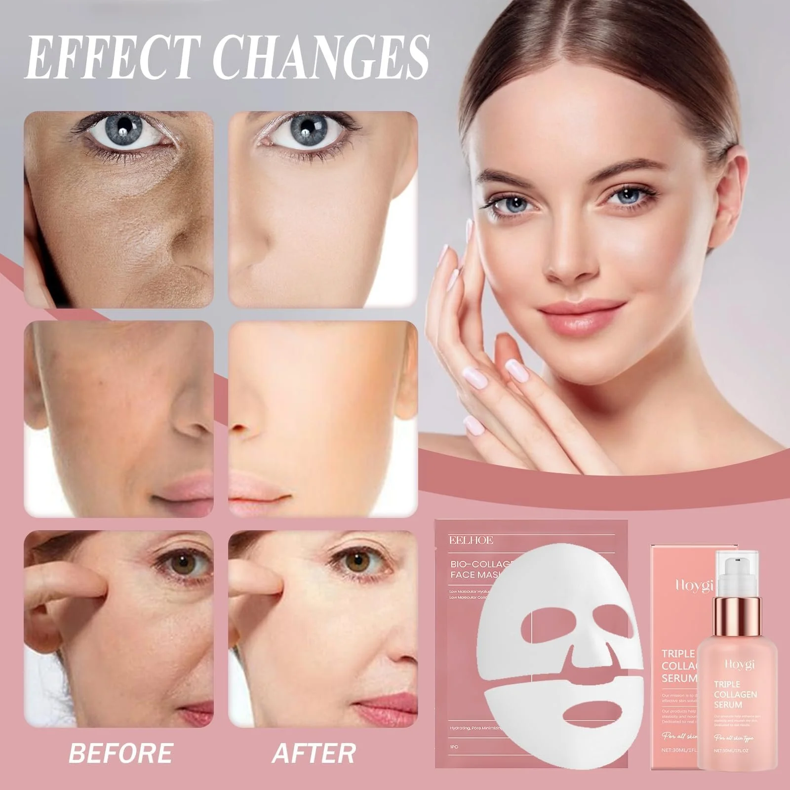 Маска для обличчя Collagen Real Deep 4 шт + Сироватка Triple Collagen 30 мл, гідрогелева маска для обличчя з колагеном, фото №7 Маска для обличчя Collagen Real Deep 4 шт + Сироватка Triple Collagen 30 мл, гідрогелева маска для обличчя з колагеном, фото №7