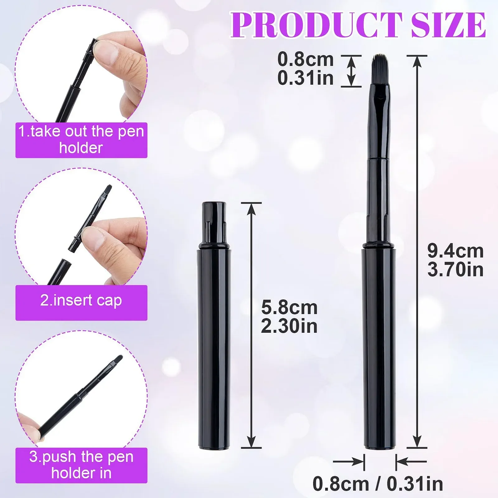 Пензель для губ Retractable Mini with Cap Black 4 шт., фото №2 Пензель для губ Retractable Mini with Cap Black 4 шт., фото №2