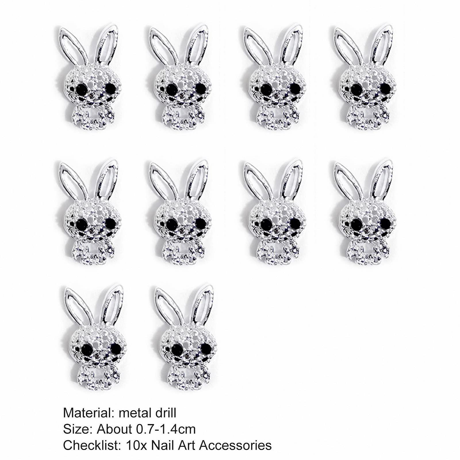 Украшения для ногтей 3D, 10 шт., Золото / Серебро, Медведь, Кролик, Астронавт, фото №8