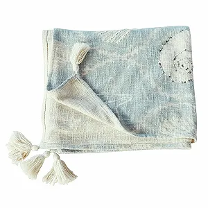 Плед Loberon Calerand Морские мотивы Белый/Синий - Фото 1