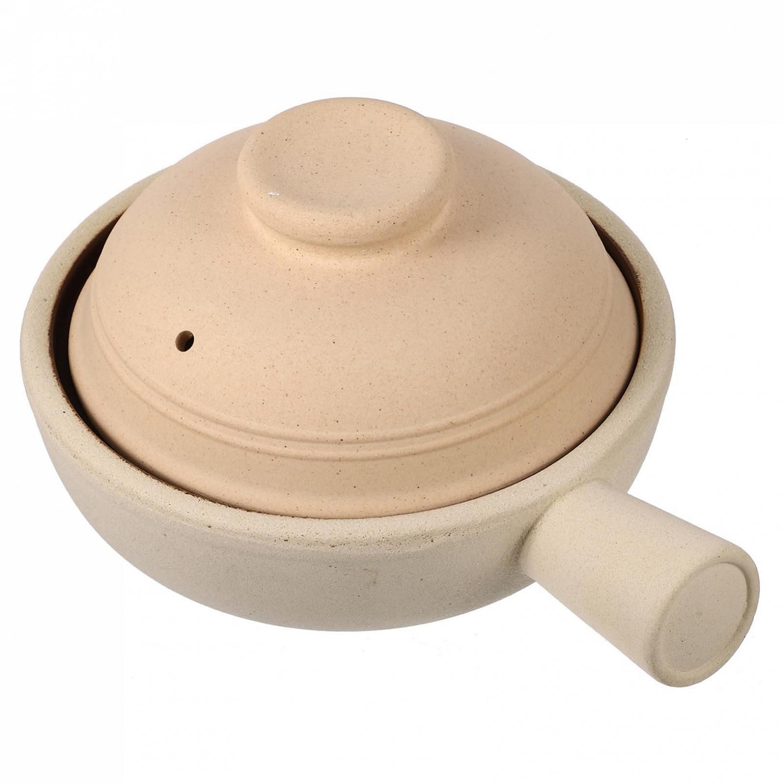 Ківш керамічний TOYANDONA з грубої кераміки з однією ручкою та кришкою, фото №1