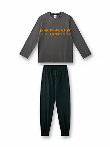 Комплект пижам Sanetta для мальчиков, длинный, серый - Фото 1