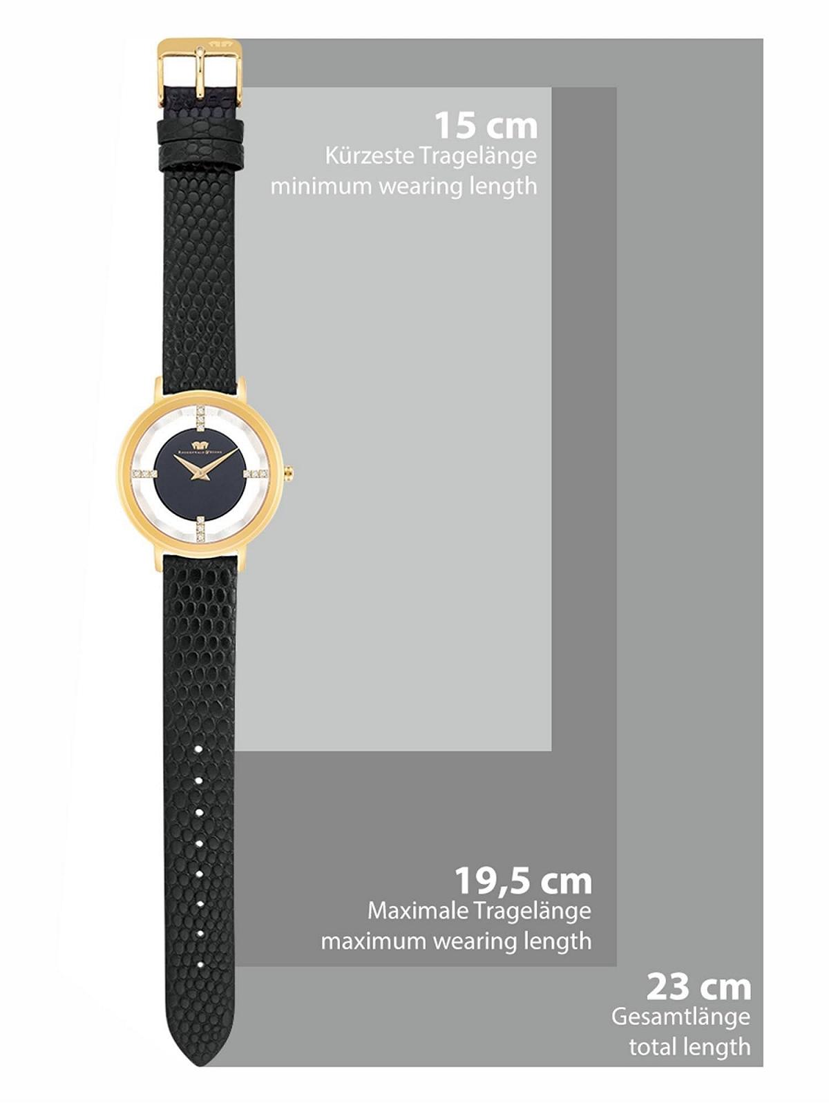 Женские часы Rhodenwald & Söhne 10010423 Аналоговые Японский кварцевый механизм Ремешок из натуральной кожи Черный, золотой, Без мотива, фото №6