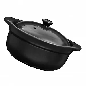 Керамічна каструля BESPORTBLE термостійка з кришкою та подвійною ручкою для дому - Фото 1