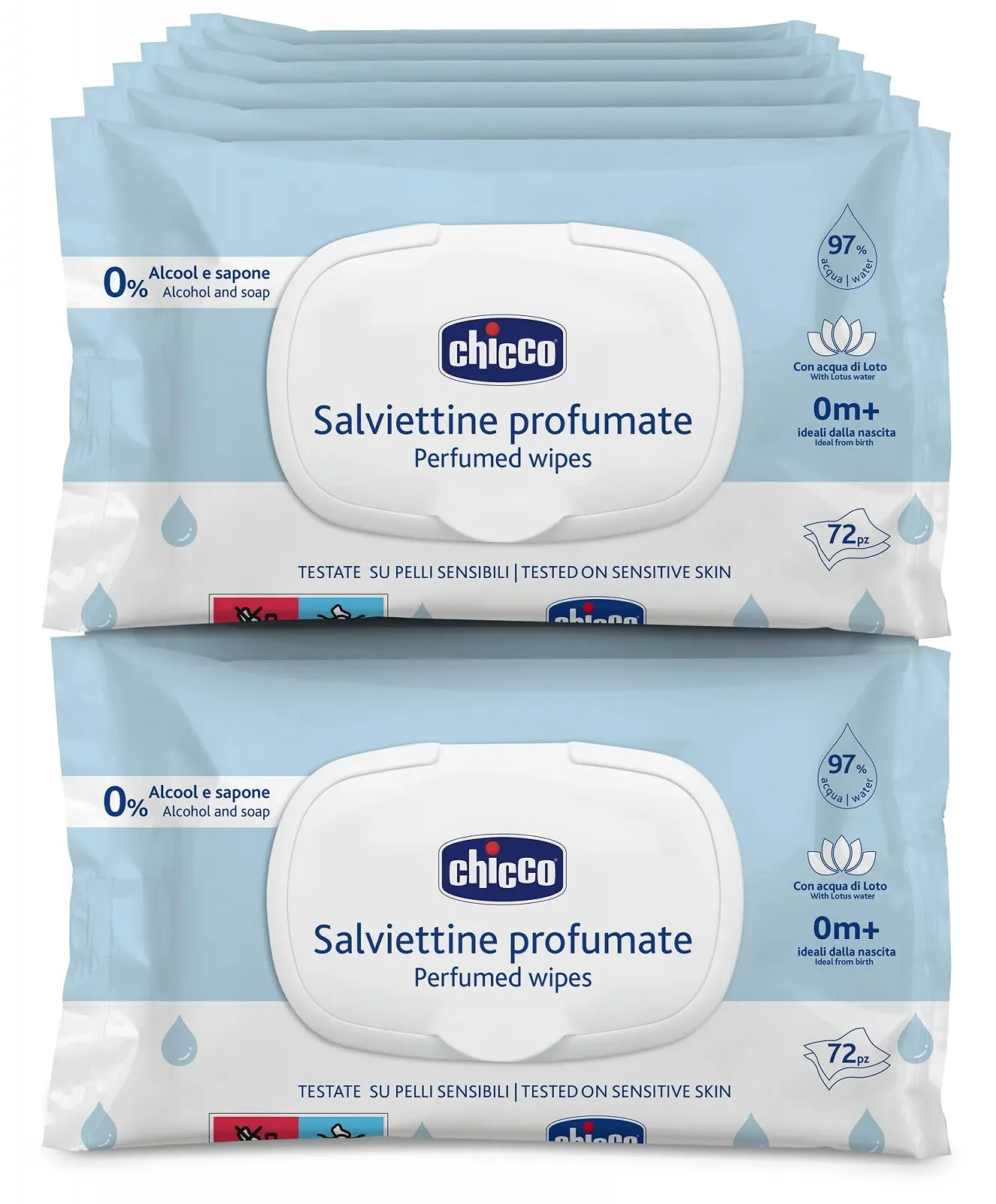 Дитячы серветки Chicco Newborn 12 уп. х 72 шт. (864 шт.), фото №1 Дитячы серветки Chicco Newborn 12 уп. х 72 шт. (864 шт.), фото №1