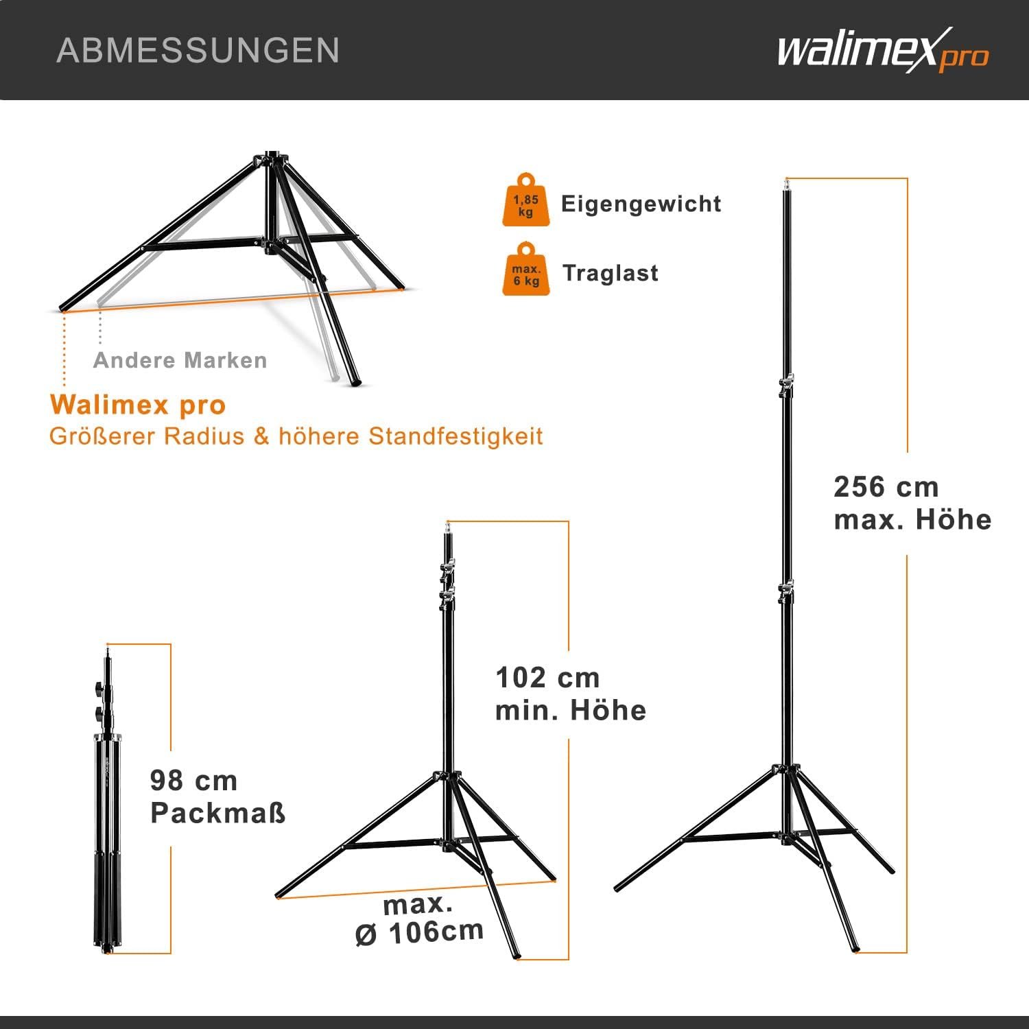 Штатив для лампи Walimex pro WT-806 256 см Чорний, фото №4