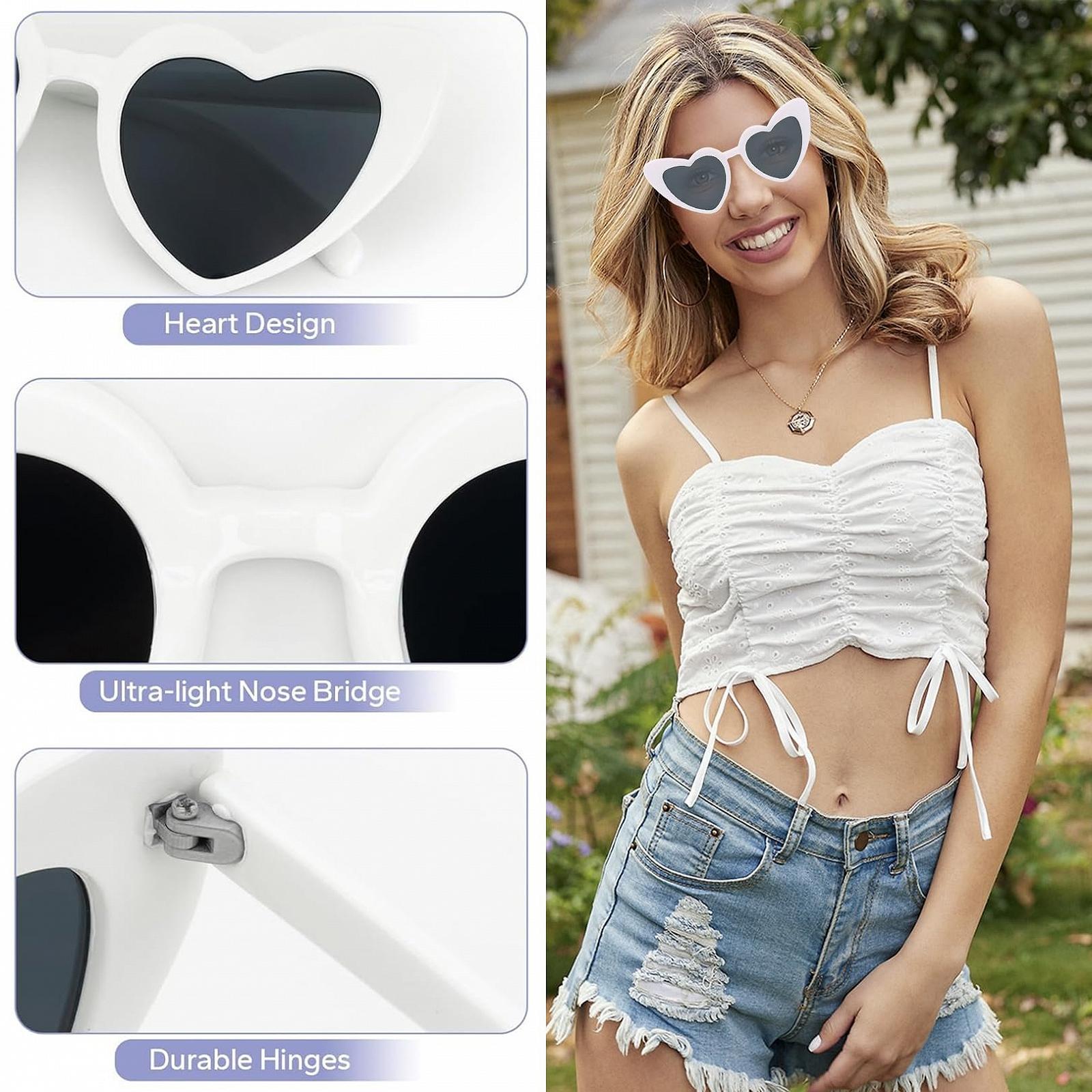 Солнцезащитные очки в форме сердца, 10 шт, белые, фото №3