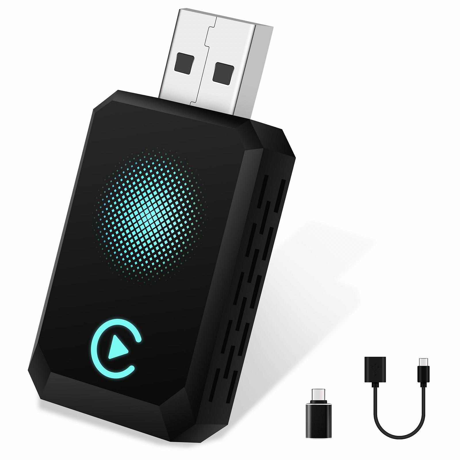 Беспроводной адаптер CarPlay, Dongle CarPlay 2025 года преобразует проводное соединение в беспроводное для iPhone, USB C/A Plug and Play адаптер CarPlay совместим с iPhone iOS 10+ и автомобилями с CarPlay, фото №1