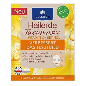 Тканинна маска Bullrich Healing Earth + Вітамін C + Ретинол, покращує колір обличчя, 1 шт - Фото 1