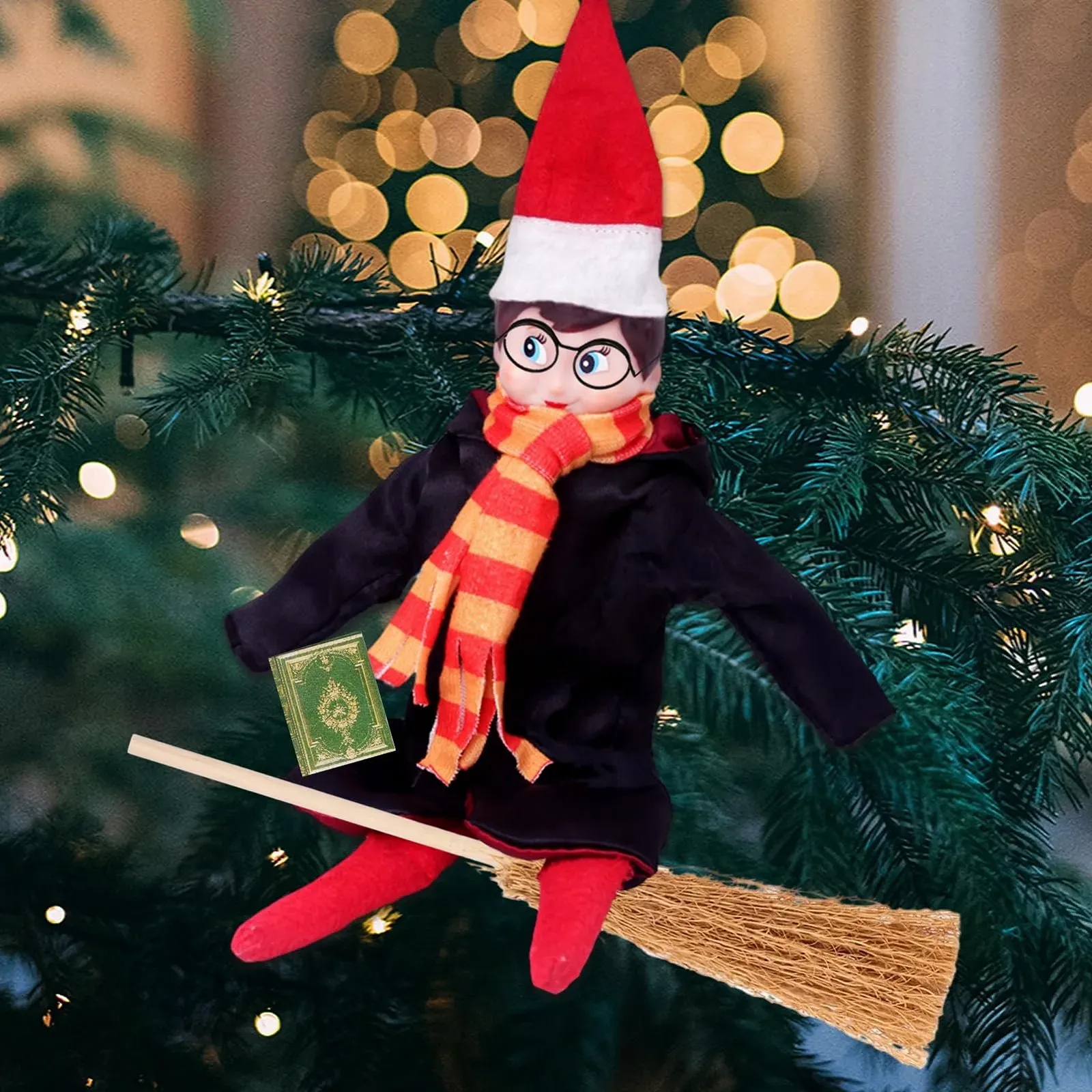 Костюм Новорічного Ельфа Дол Костюм Аксесуари 5 штук з Відьмацьким Платтям, Окулярами, Шарфом, Мітлою, Міні Книгами, фото №5