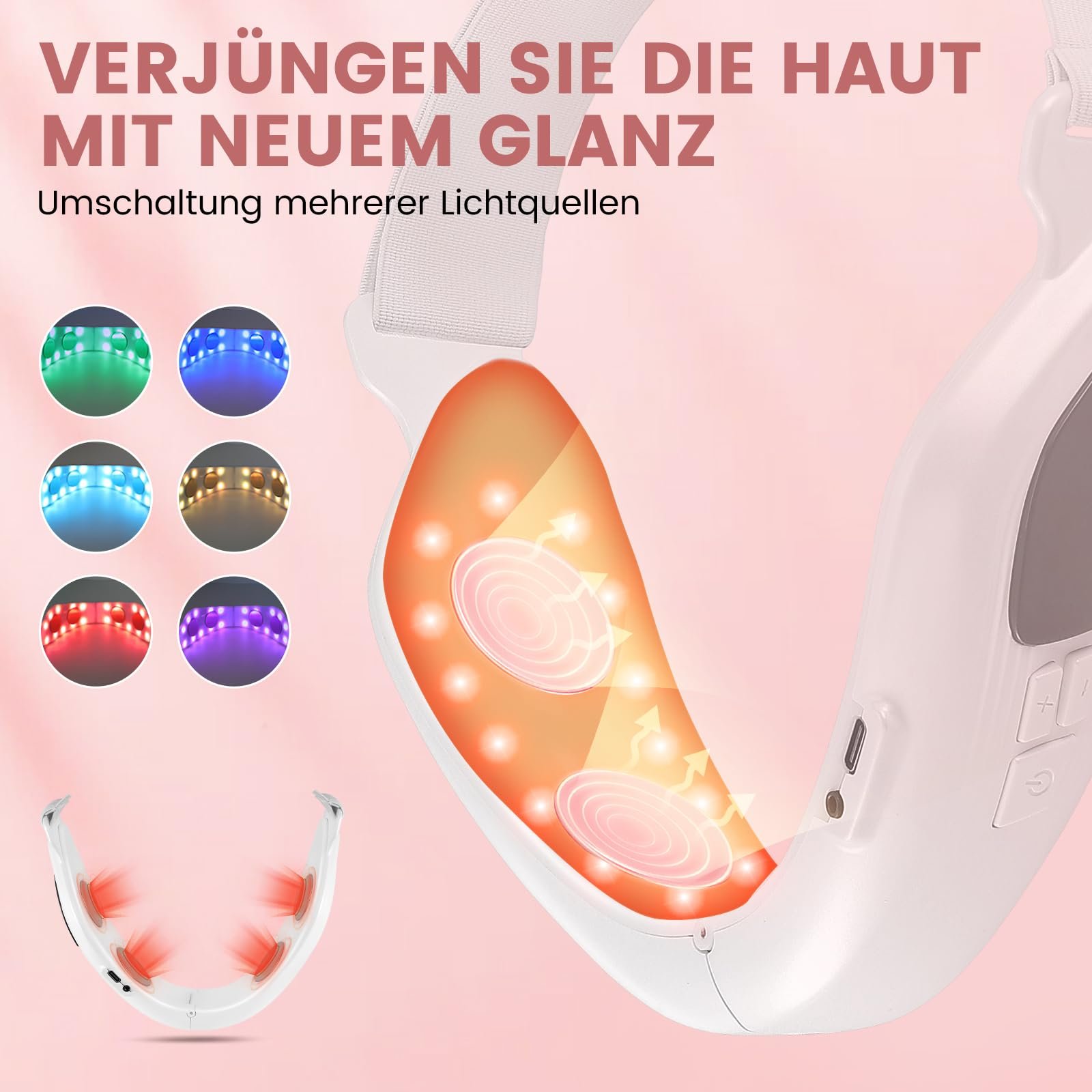Електричний V-подібний масажер для формування обличчя EMS Gua Sha з дисплеєм, масажер для обличчя для видалення подвійного підборіддя з 6 EMS і 18 рівнями інтенсивності проти зморшок, для поліпшення, фото №3