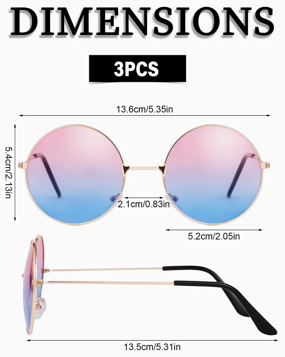 Сонцезахисні окуляри Круглі KGDUYC Ретро 60-х, 3 шт., фото №2