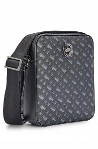 Сумка через плече BOSS B ICON Reporter з візерунком монограми та фірмовими деталями Metal Dark Grey, darkgray synthetic.ua - Фото 1