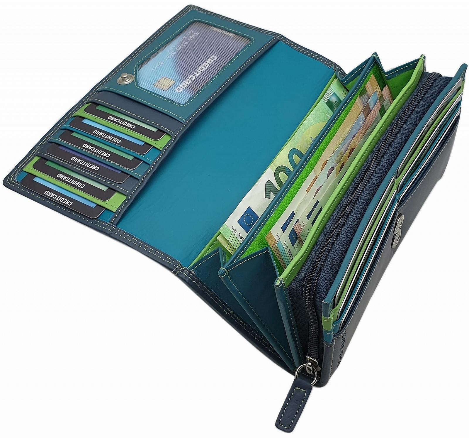 Гаманець Жіночий myledershop Великий зі шкіри наппа ВРХ з RFID & NFC захистом темно-синій, фото №5