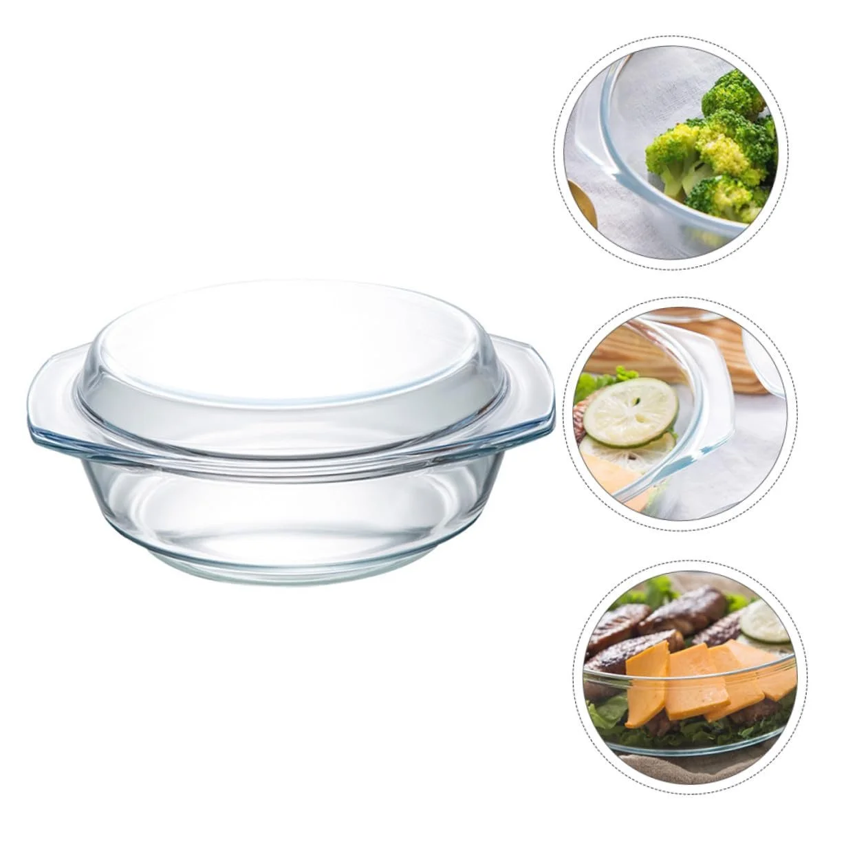 Форма для запекания из загартованного стекла круглая термостойкая прозрачная, фото №8