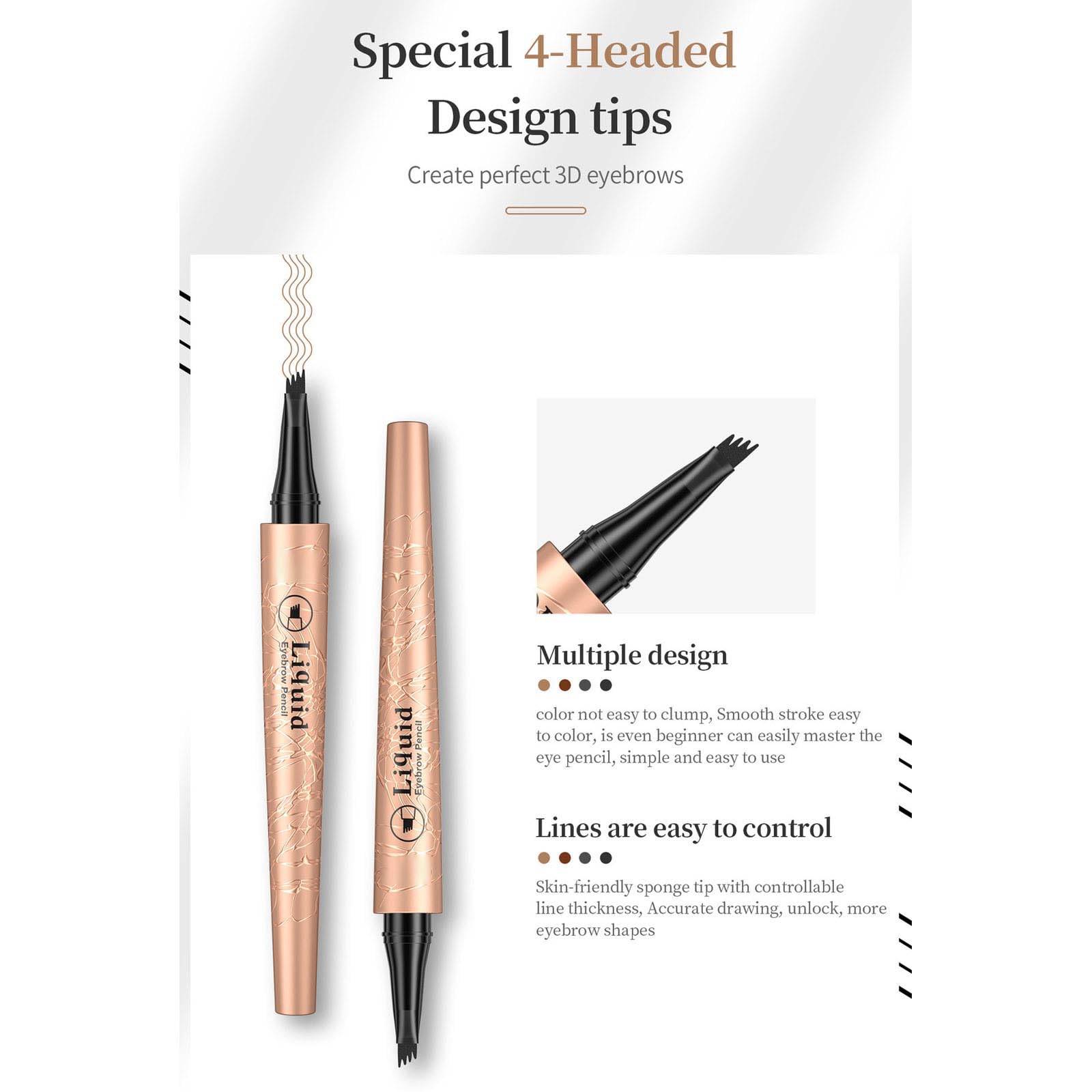 Олівець для брів Wasserdichter 3D з 4 наконечниками кольори змішаний, фото №5