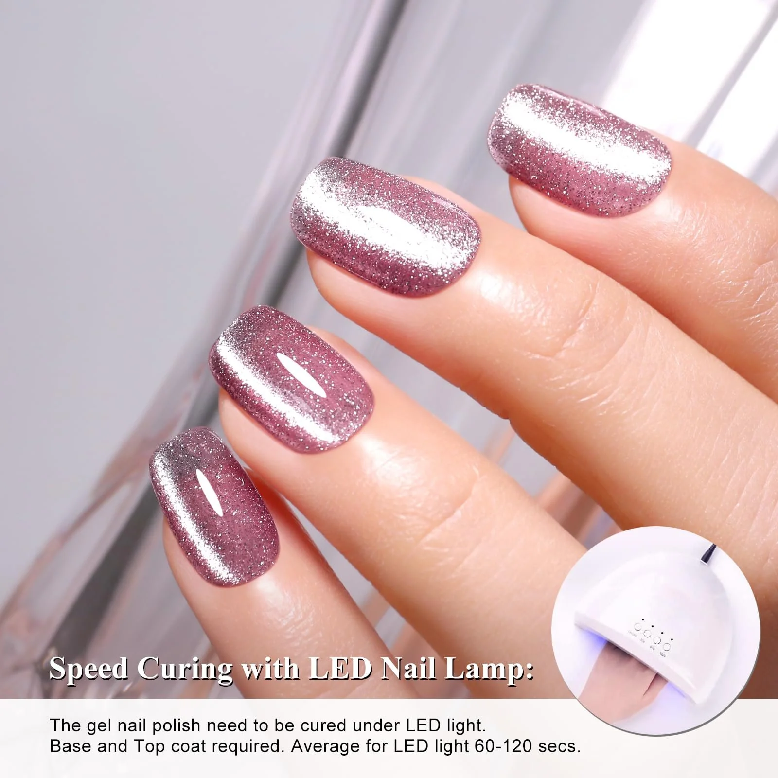 Гель-лак для ногтей Кошачий глаз Imtiti Розовый 15 мл Голографические блестки Отражающий УФ-гель-лак с магнитной палочкой 1 шт, фото №3