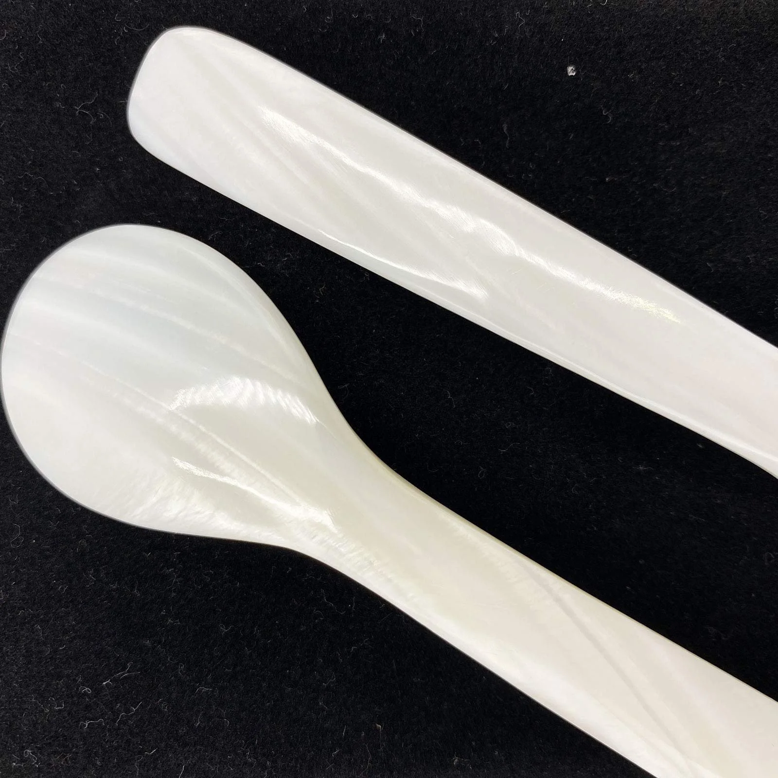 Ложка для ікри з перламутру ручної роботи 2 шт. 12 см біла, стиль D, фото №6
