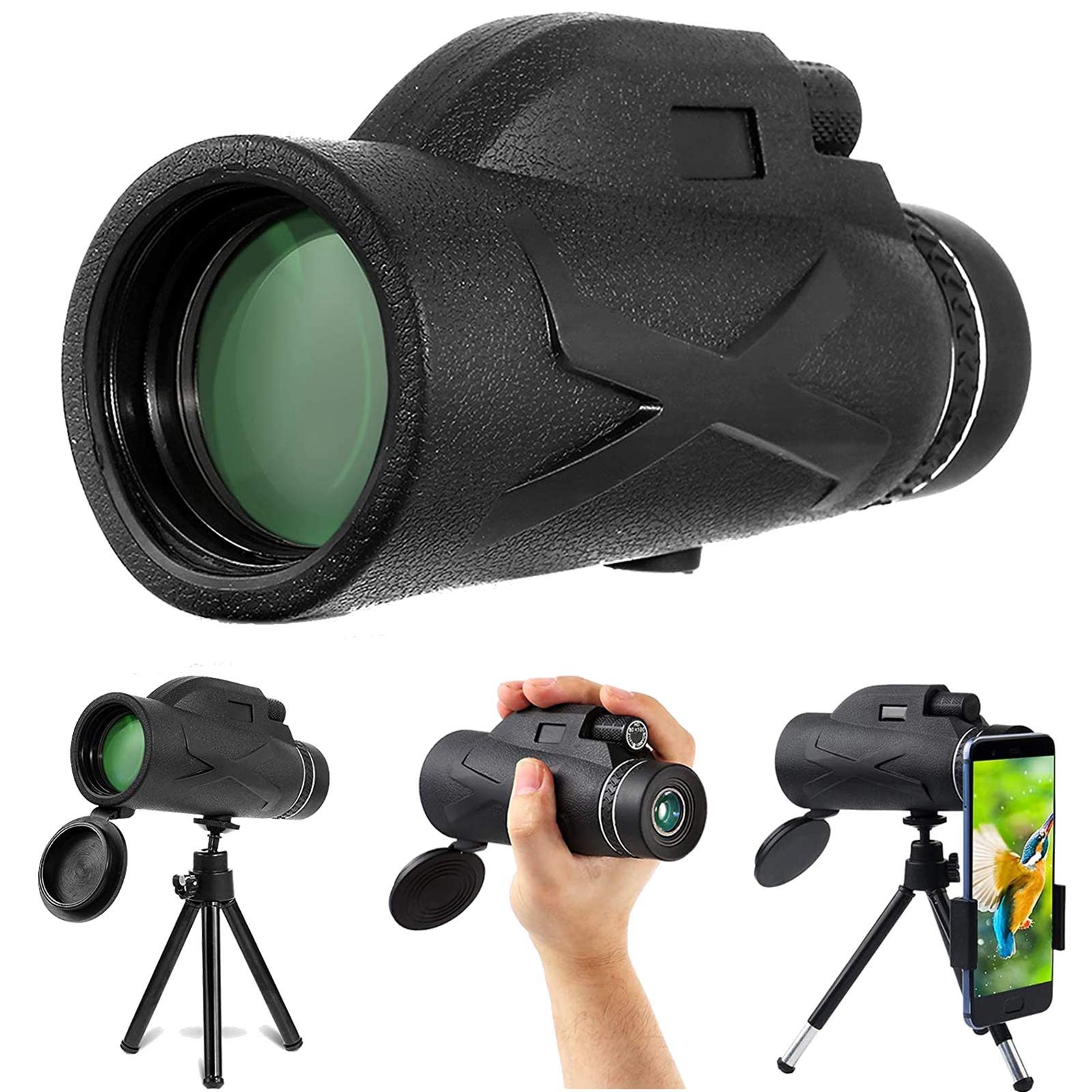 Монокуляр HJTLK 80 x 100 с держателем для телефона и штативом Черный, фото №1
