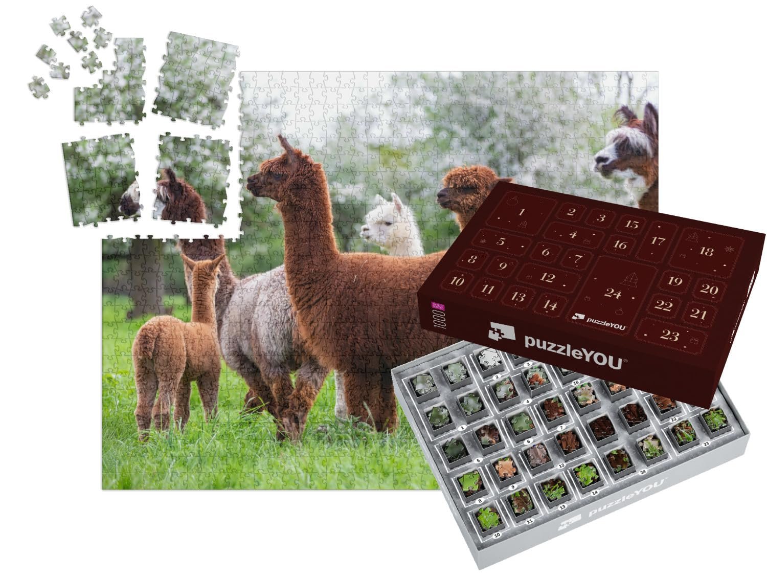 Пазл-календарь puzzleYOU Alpaca Herd on a Spring Meadow 1000 деталей, фото №1