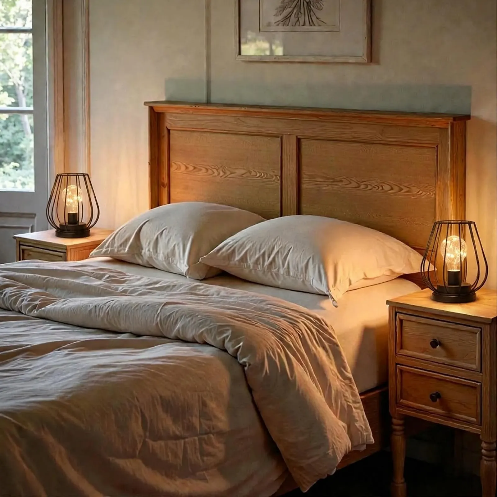 Набір з 2 настільних ламп TRIROCKS на батарейках, металеві, у формі клітки, висота 17 см чорні, фото №7