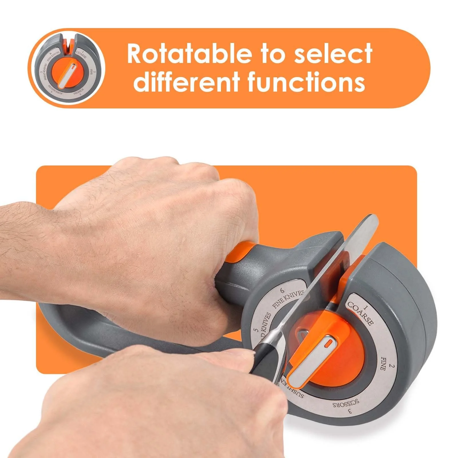 Точило для ножів Професійне 6-в-1 Кераміка та карбід вольфраму 6 рівнів кута ABS, фото №4 Точило для ножів Професійне 6-в-1 Кераміка та карбід вольфраму 6 рівнів кута ABS, фото №4