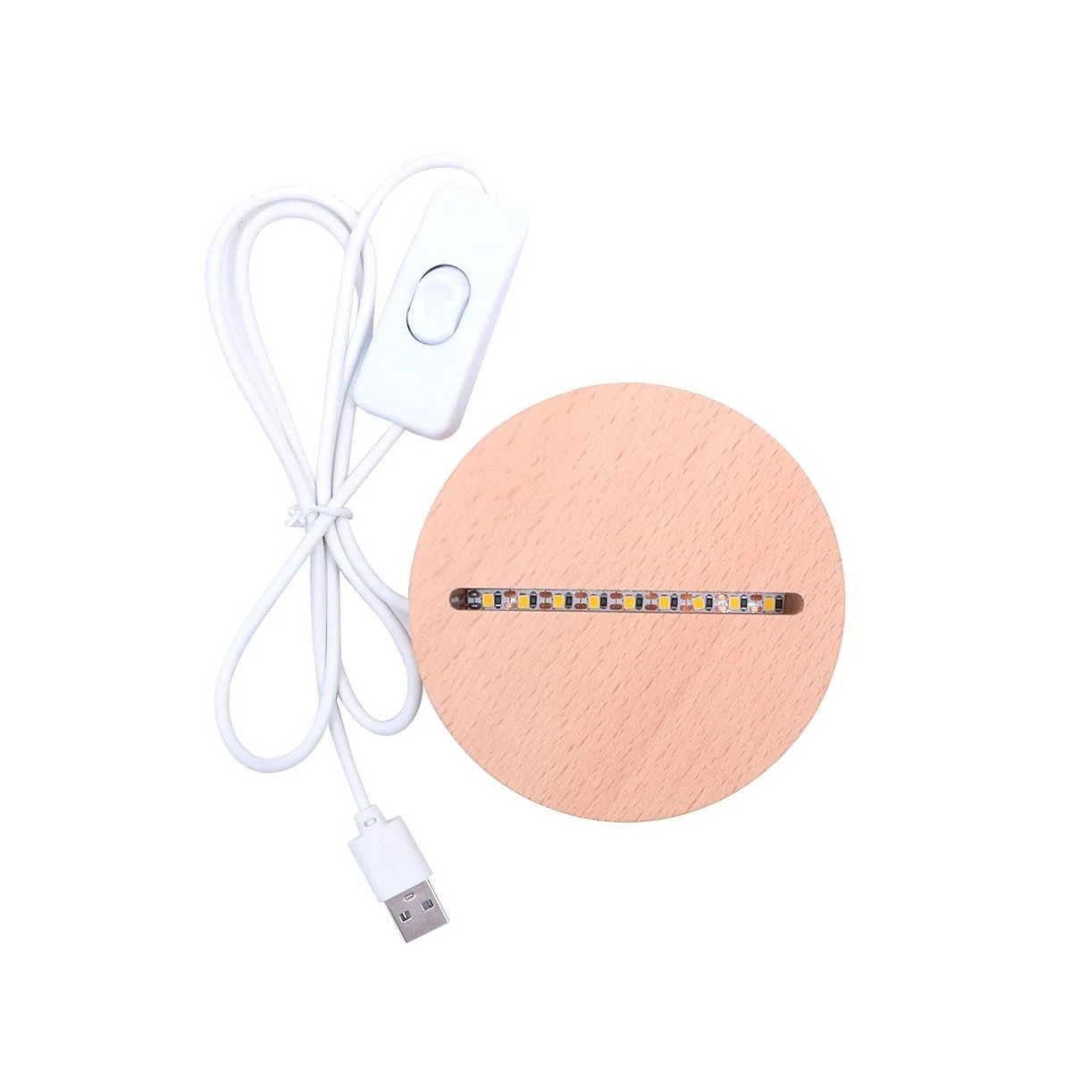 Настільна світлодіодна лампа нічник 3D Abstract Pig з дерев'яною основою Теплий жовтий, фото №4