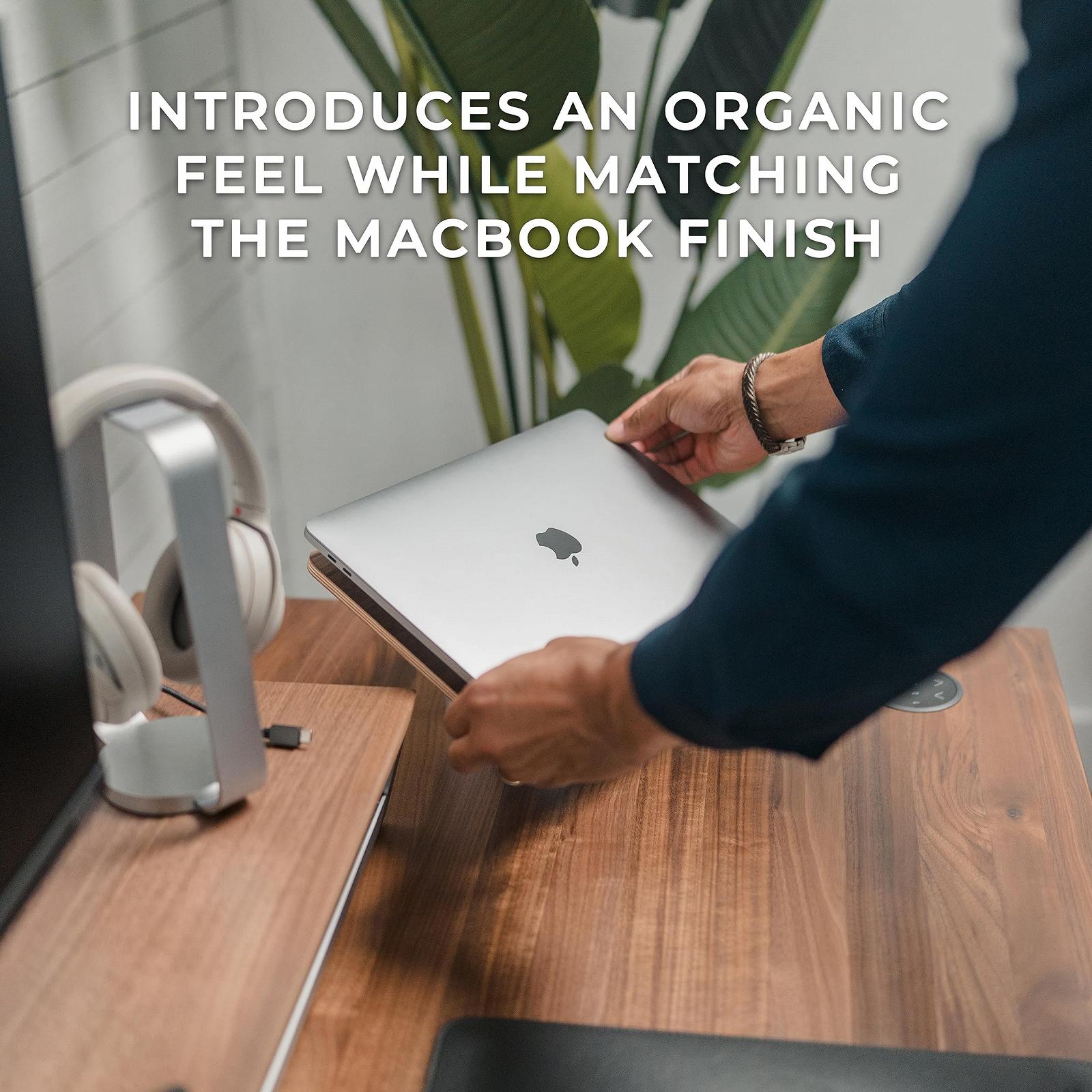 Подставка для ноутбука HumanCentric, алюминий, серый, черный, орех, дерево, фото №4