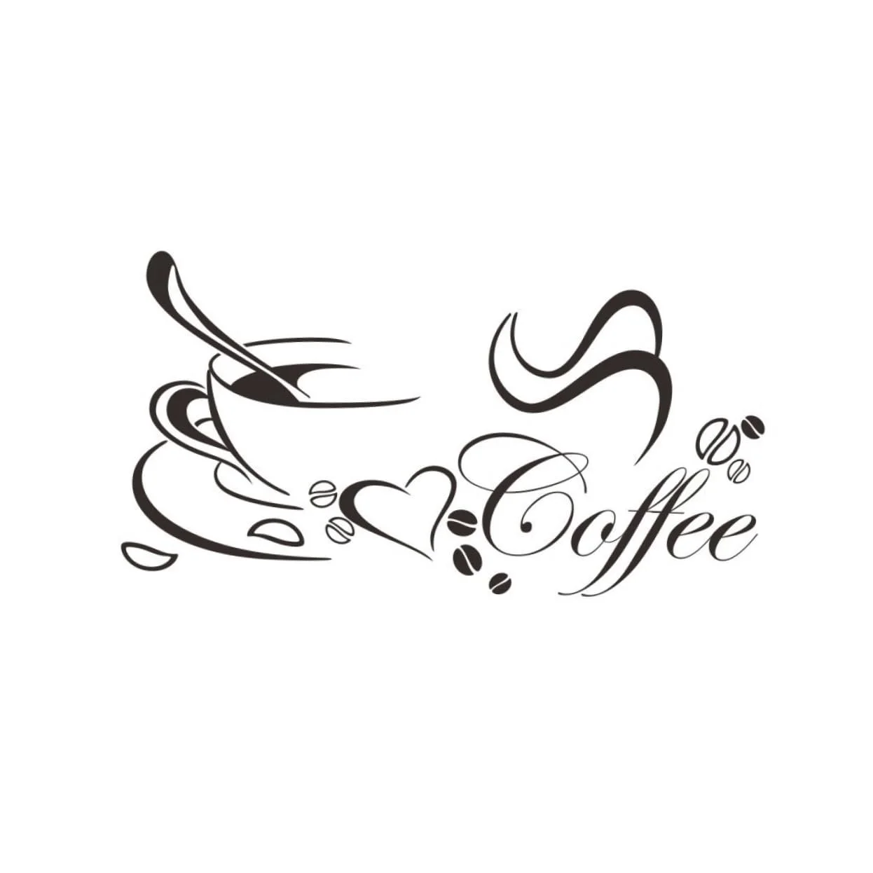 Наклейка на стіну POPETPOP Coffee вінілова PVC DIY знімна, фото №1 Наклейка на стіну POPETPOP Coffee вінілова PVC DIY знімна, фото №1