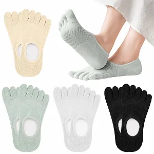 Женские носки с пальцами 4 пары, UK 35-38, хлопковые носки с разделенными пальцами для женщин, мягкие, дышащие - Фото 1