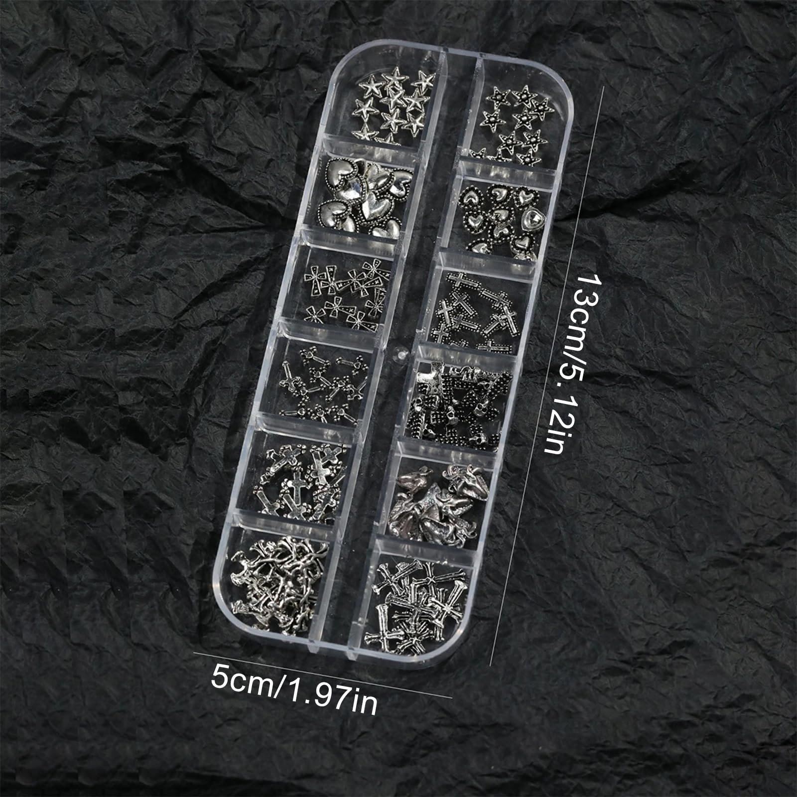 Подвески для ногтей в виде крестиков, набор 120 шт. Винтажные украшения для ногтей, 3D сплав, готика, ретро, панк, сердца, звезды, драгоценные камни для ногтей для женщин, девушек, DIY ювелирные изделия и аксессуары (A), фото №2