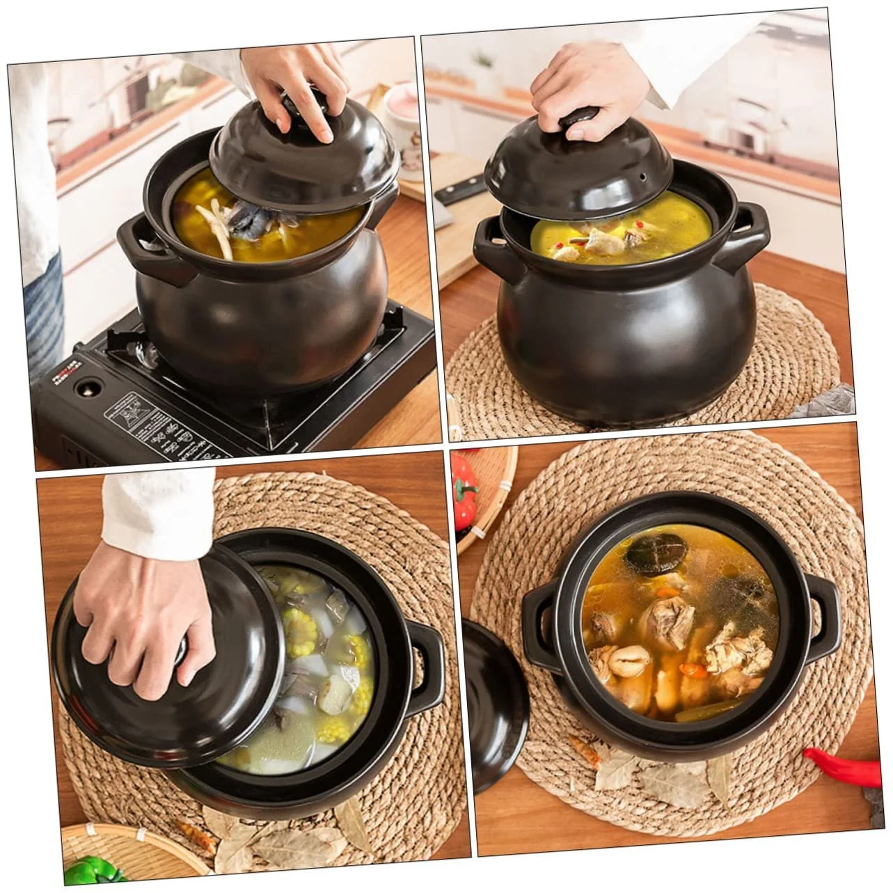 Каструля для тушкування Ciieeo термостійка багатофункціональна чорна, фото №9