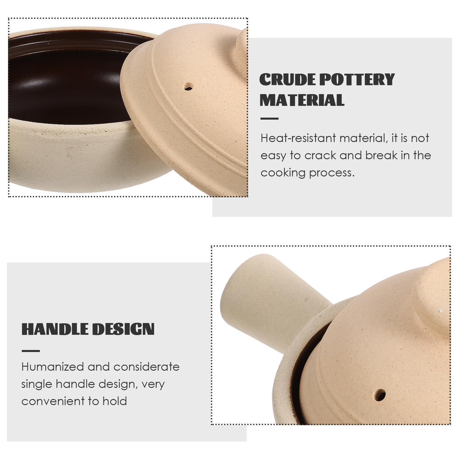 Кастрюля Традиционная С одной ручкой Энергосберегающее дно Керамическая для супа и риса, фото №2