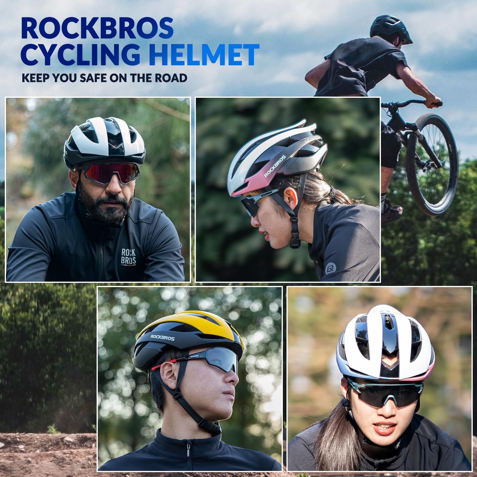 Шолом ROCKBROS Велосипедний Шосейний Легкий M/L 55-61 см Регульований Універсальний Вентильований 4 кольори для дорослих жінок та чоловіків, фото №6