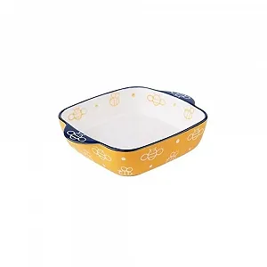 Керамическая форма для запекания 500 мл ручная роспись двойные ручки фарфор - Фото 1