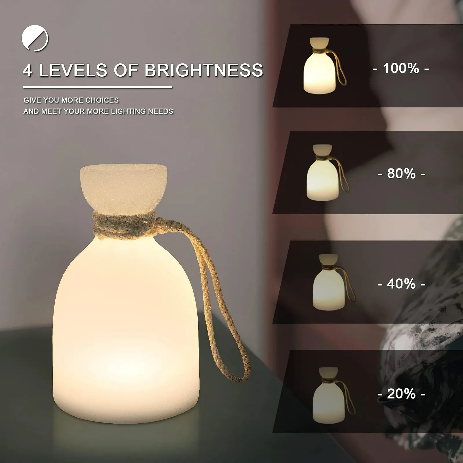 Настольная лампа MALUX Bottle беспроводная с дистанционным управлением, 8 цветов, LED, на аккумуляторе, водонепроницаемая, фото №4