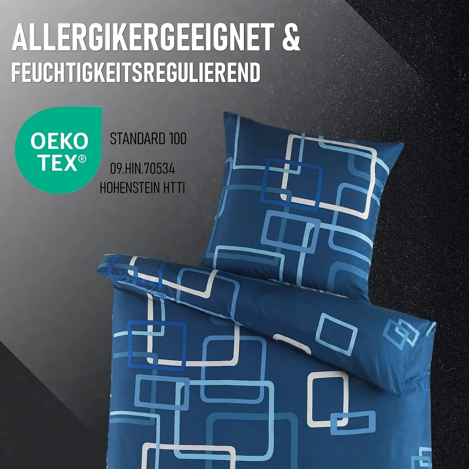 Постільна білизна KUSCHELI Malika 135 x 200 см 2 предмети мікрофібра наволочка 80 x 80 см Синя, фото №6