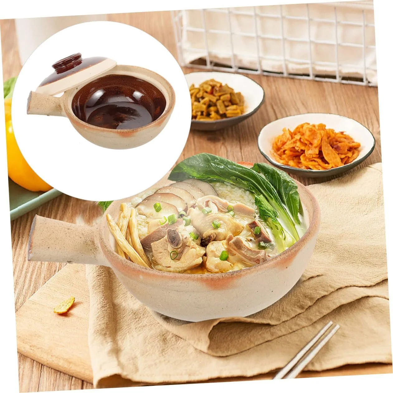 Керамічна каструля Sosoport з кришкою для супів та тушкування, фото №4