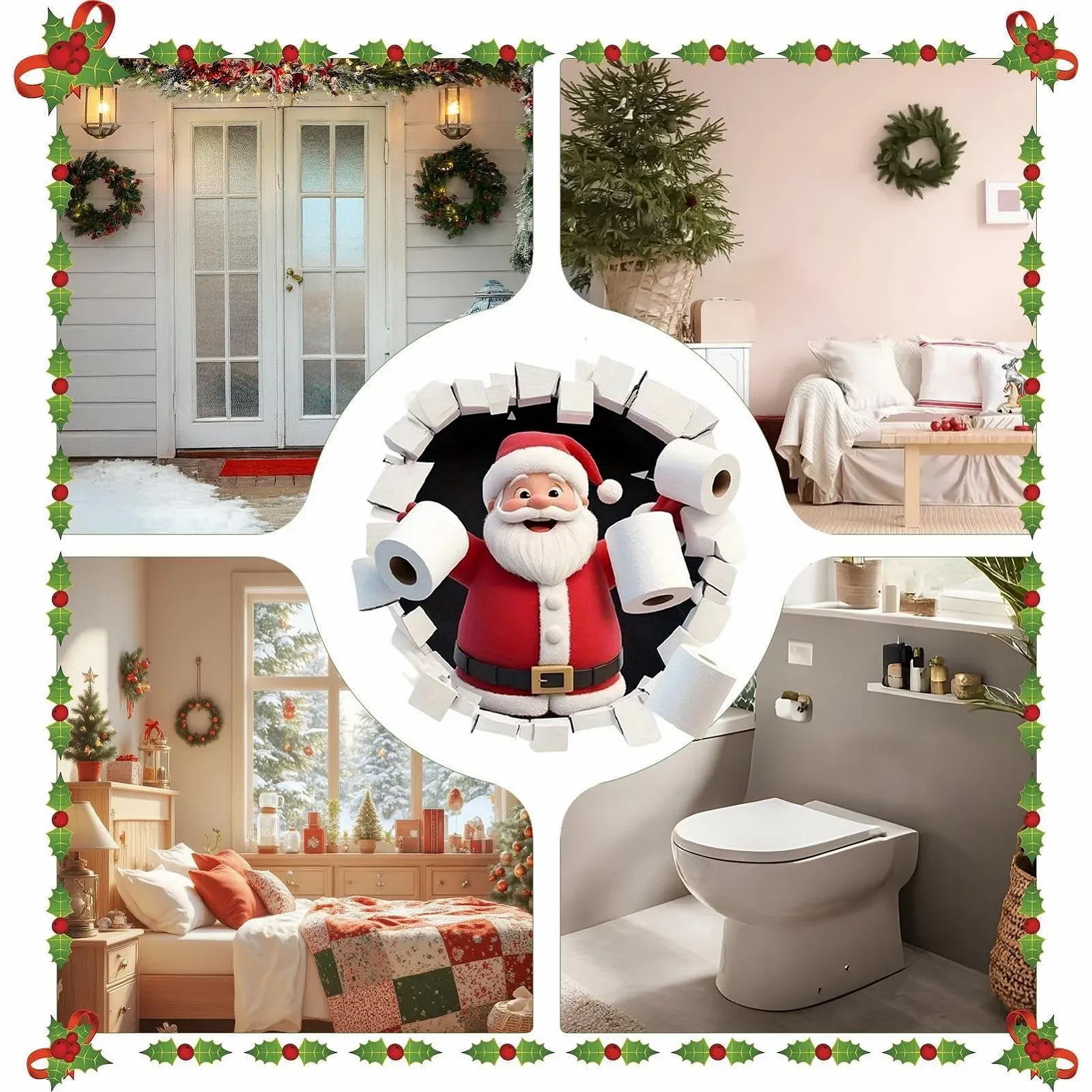 Наклейка на стіну Santa Breaking Wall 3D PVC Різдвяна, фото №5 Наклейка на стіну Santa Breaking Wall 3D PVC Різдвяна, фото №5