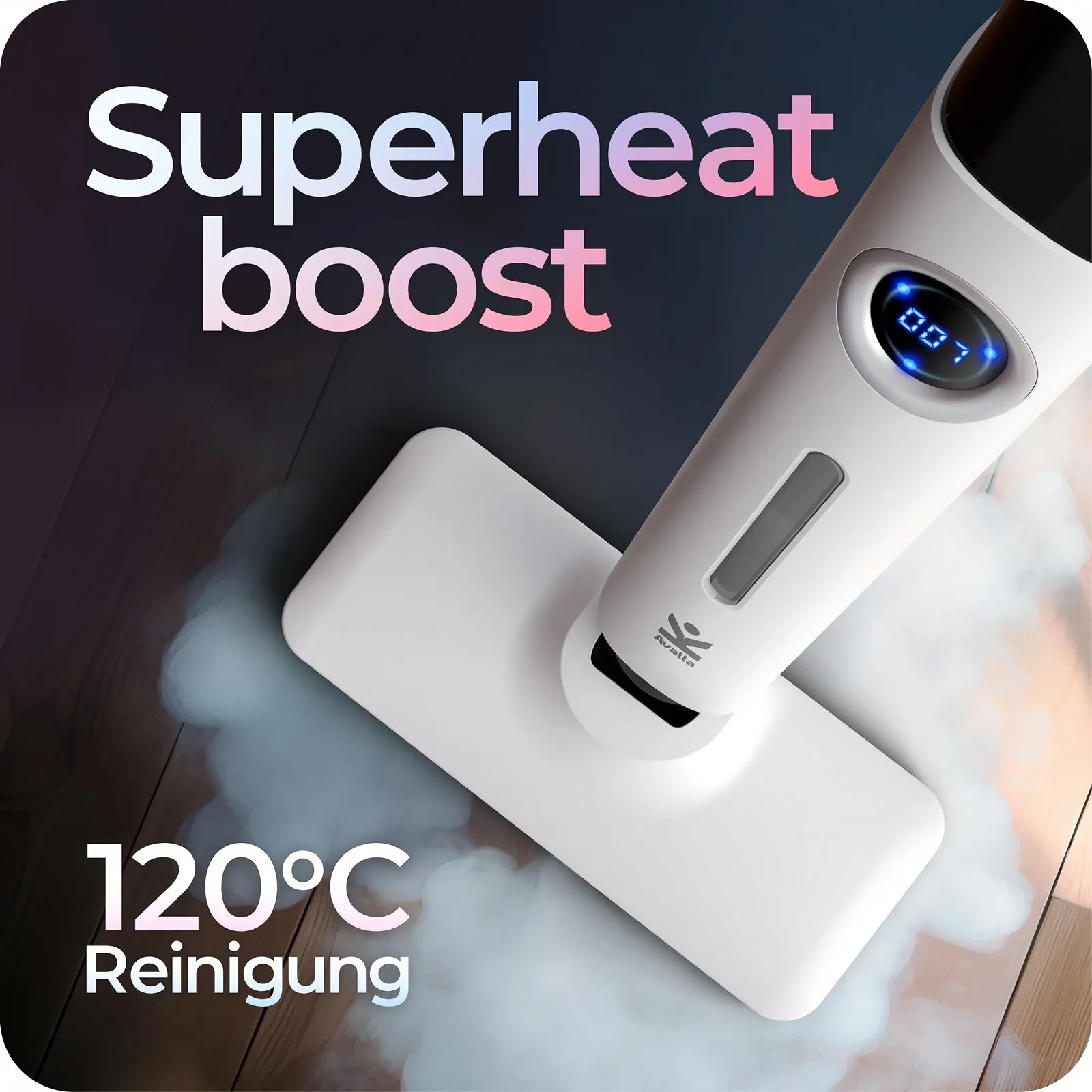 Пароочиститель Avalla T-20 паровая швабра 120°C 500 мл White, фото №3