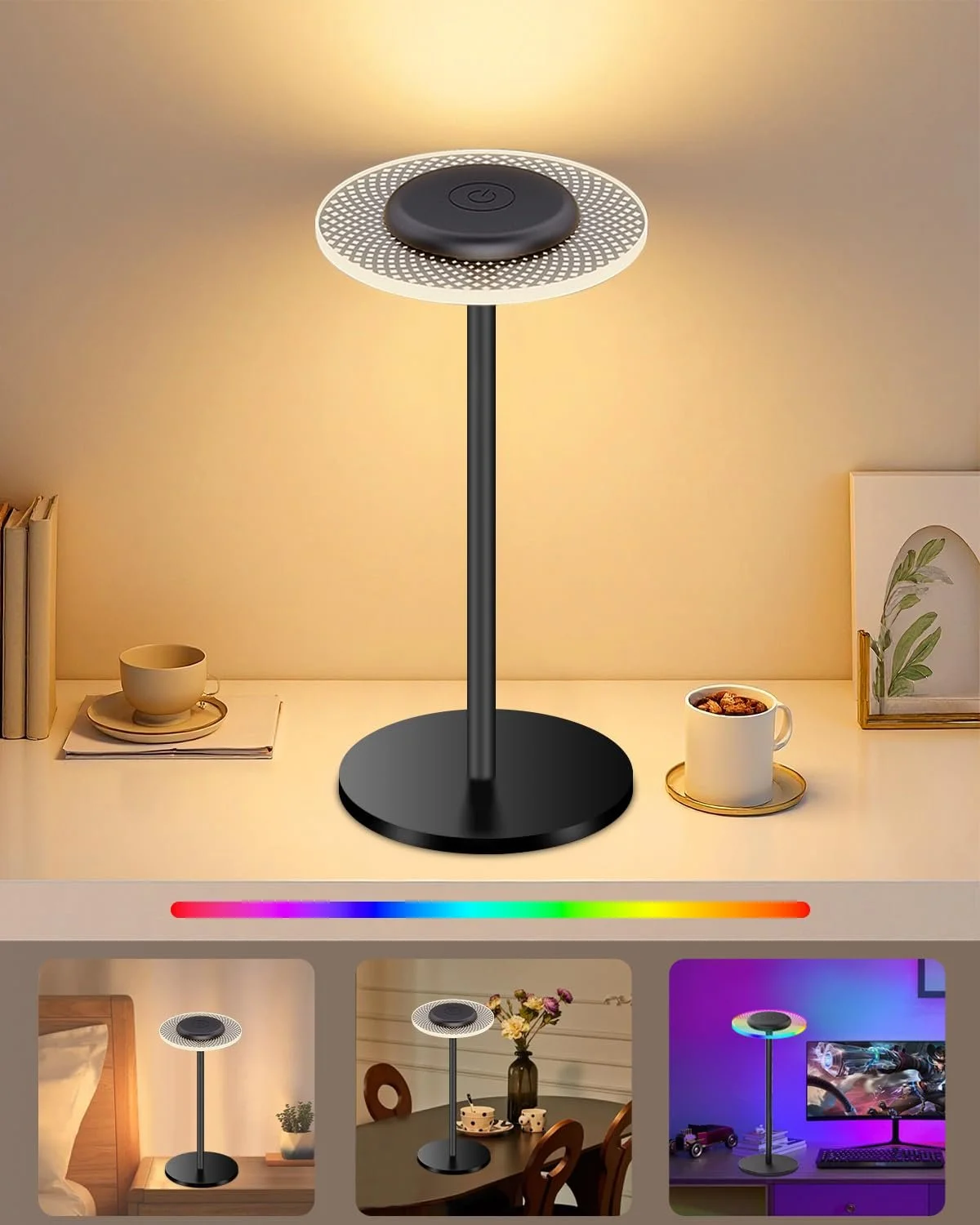 Настільна лампа LED Бездротова Акумуляторна 2200 mAh RGB IP54, фото №8